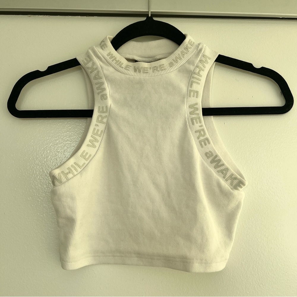White Sleeveless Mock Neck Tank Top